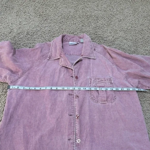 Vintage 90s Pink Corduroy Shacket Distressed Soft Grunge Oversized XL - Picture 9 of 16